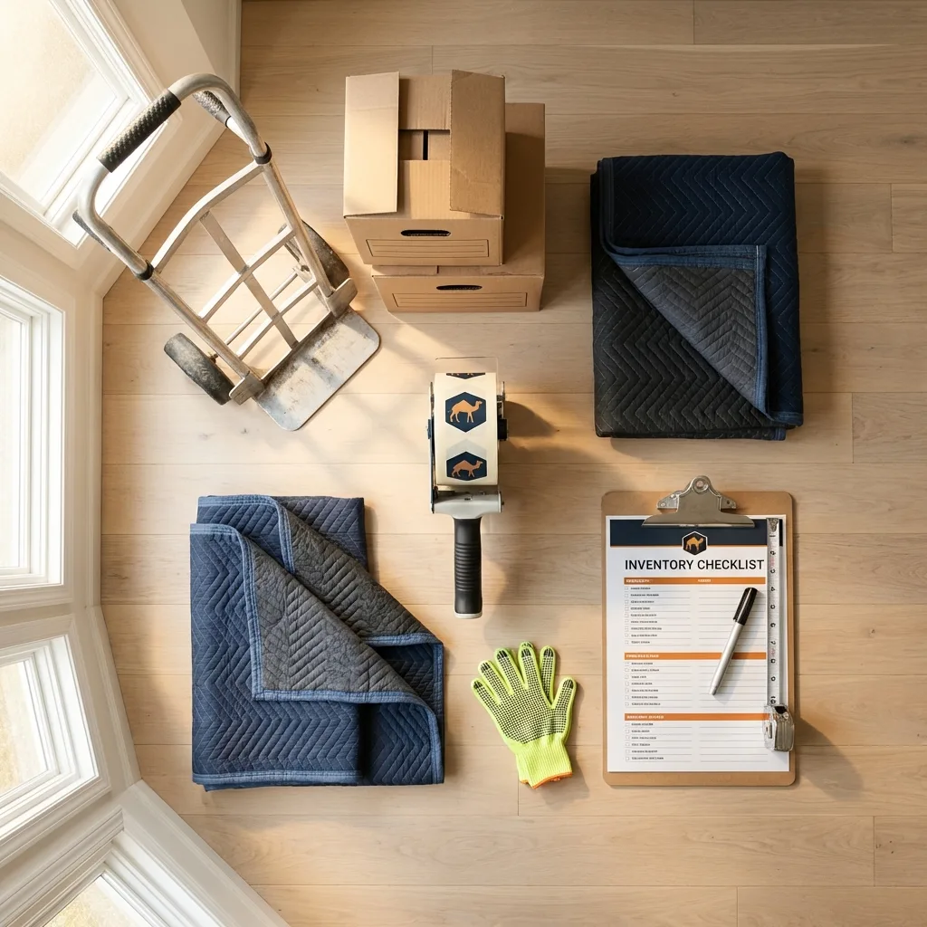 Professional moving supplies and packing materials layout for Port Byron residential relocations